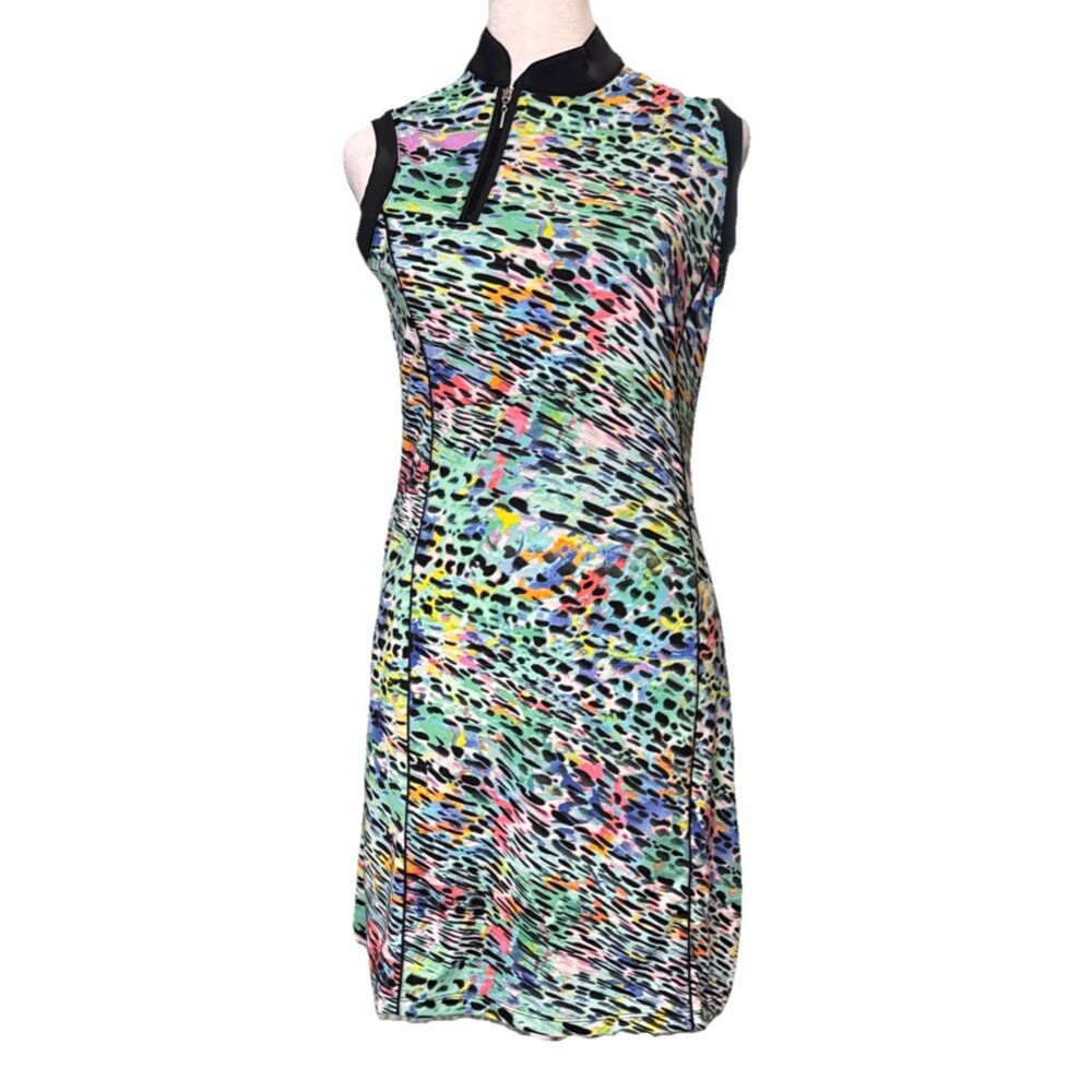 EP Pro Tour Tech Vibrant Multicolor Leopard Print Golf Tennis Dress SMALL Sporty